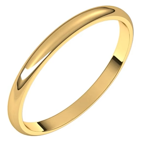 Yellow Gold band, half round, 14k, 2mm, Size 5