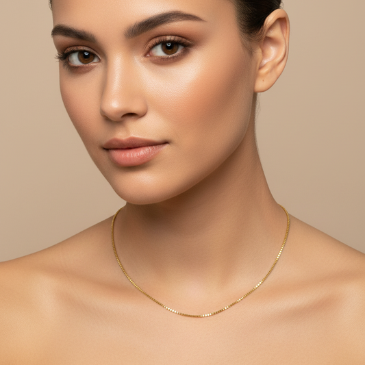 Yellow Gold Box Chain, 18k, 18 Inches
