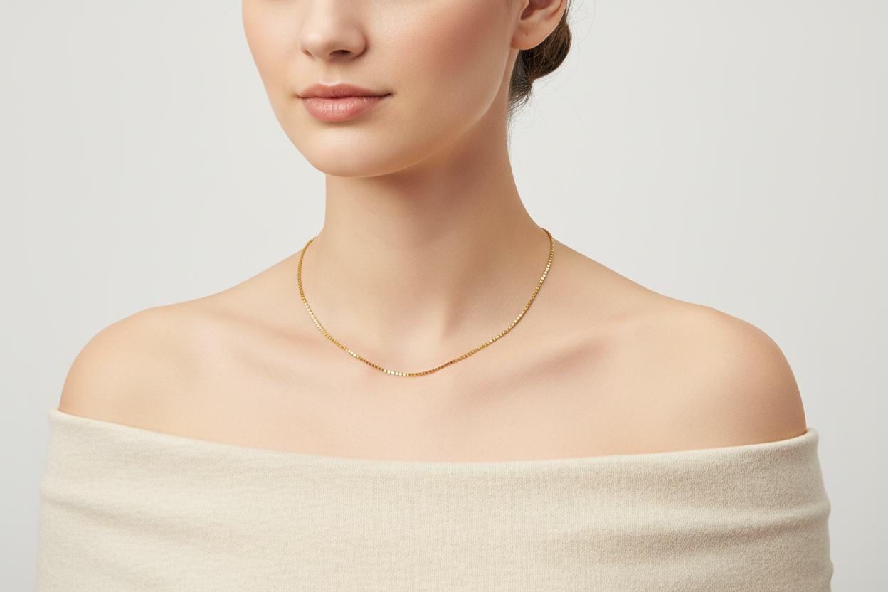 18K Yellow Gold Box Chain 3.4gr