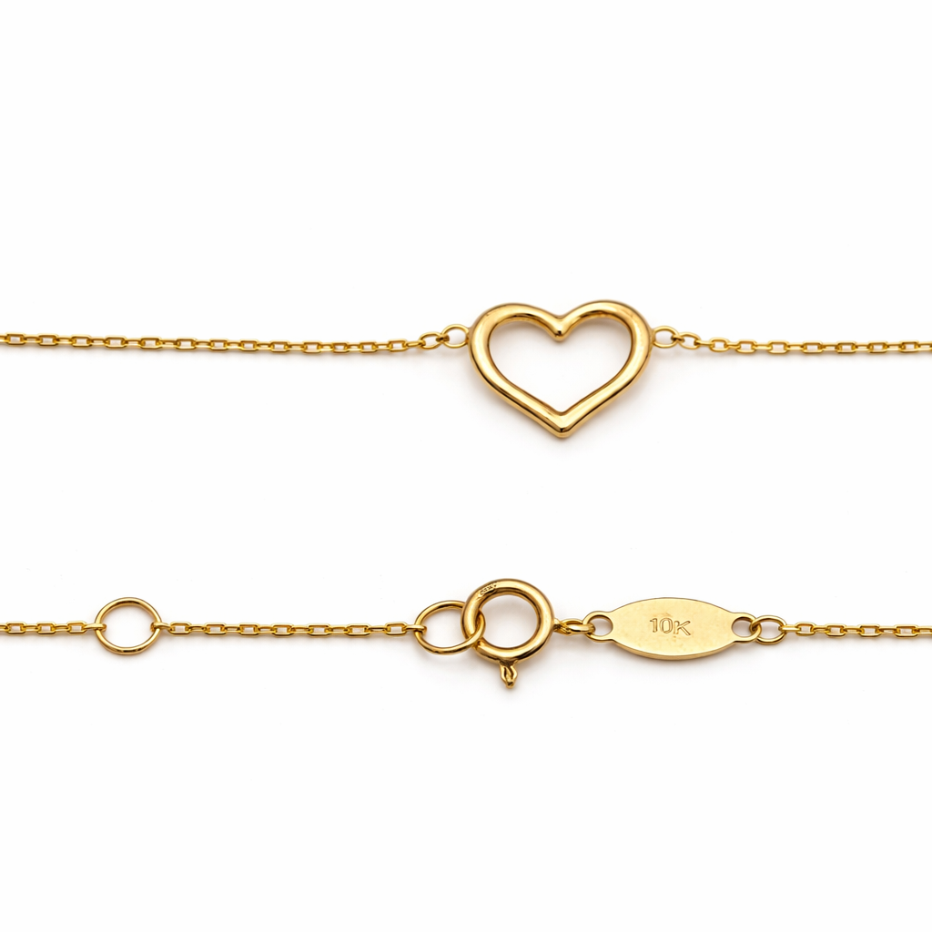 10k Yellow Gold Heart Bracelet