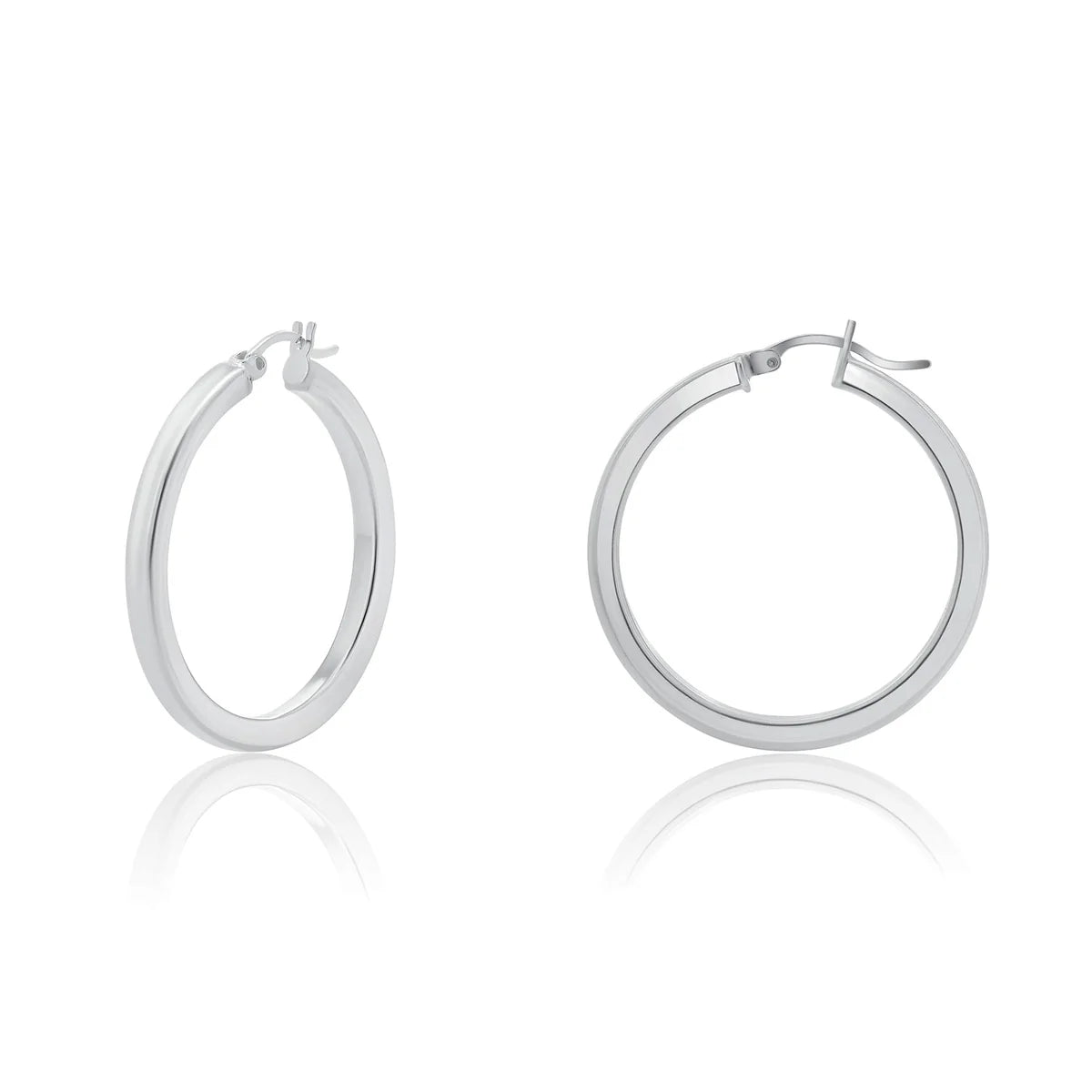 Silver 925 Square Flat Hoop Earring