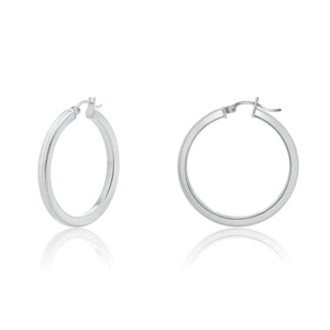Silver 925 Square Flat Hoop Earring