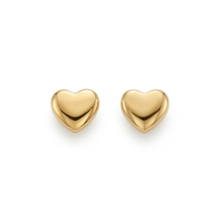 10k Yellow Gold Heart Stud Earrings