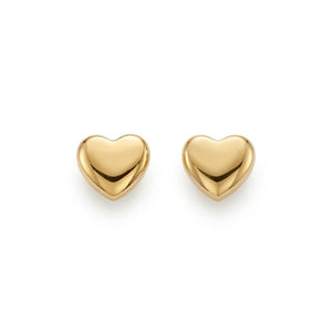 10k Yellow Gold Heart Stud Earrings