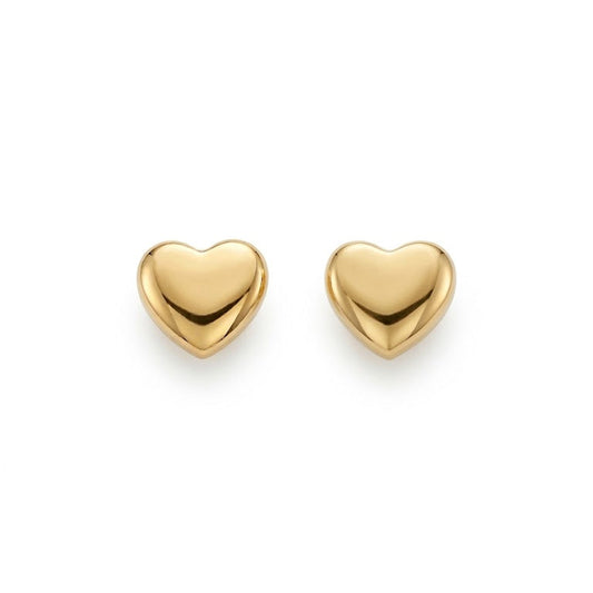 10k Yellow Gold Heart Stud Earrings