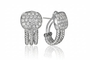 14K White Gold Diamond Pave Huggie Earrings TDW: 0.72 GH I