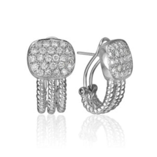 White Gold Diamond Pave Huggie Earrings, 14k, TDW: 0.72, GH, I