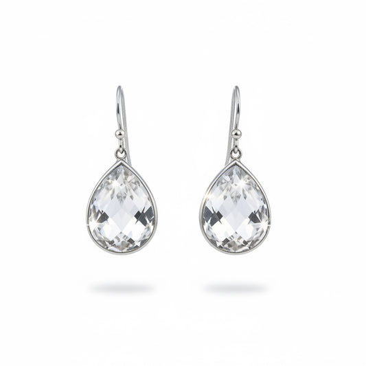 925 Sterling Silver Teardrop Cubic Zirconia Dangle Earrings