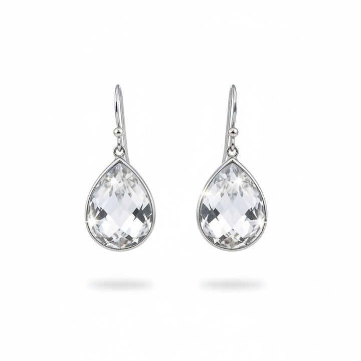 925 Sterling Silver Teardrop Swarovski Dangle Earrings