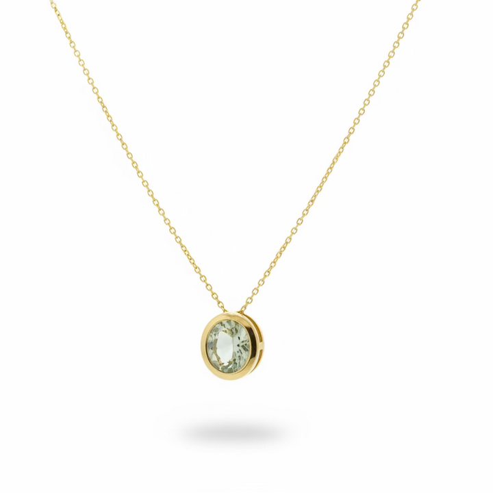 925 Sterling Silver Round Green CZ Pendant Necklace
