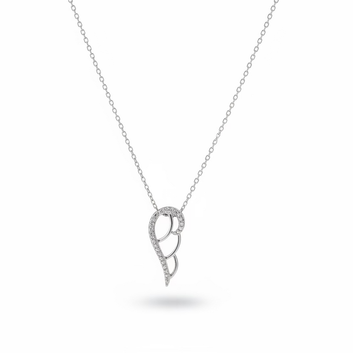 925 Sterling Silver Wing Necklace with CZ