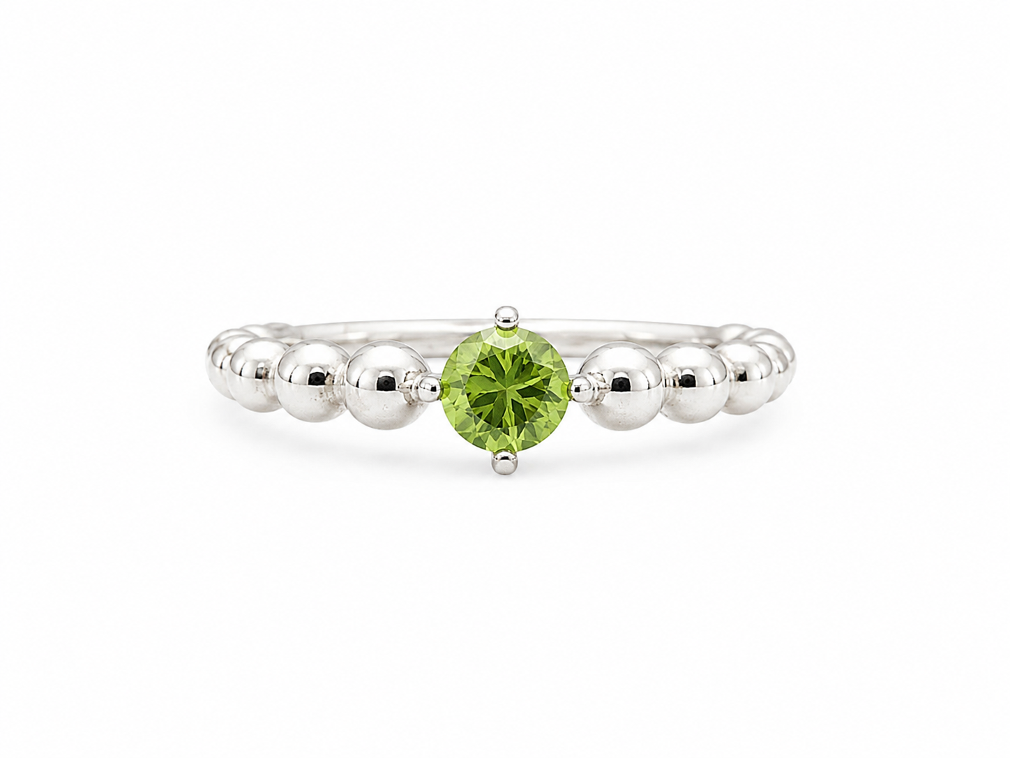 925 Sterling Silver Peridot Bubble Band Ring