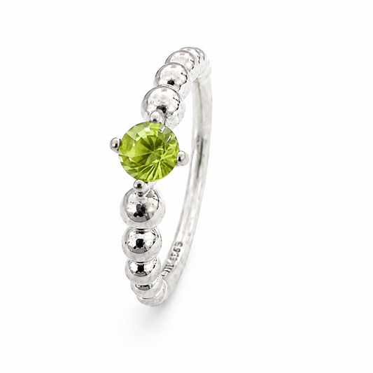 925 Sterling Silver Peridot Bubble Band Ring