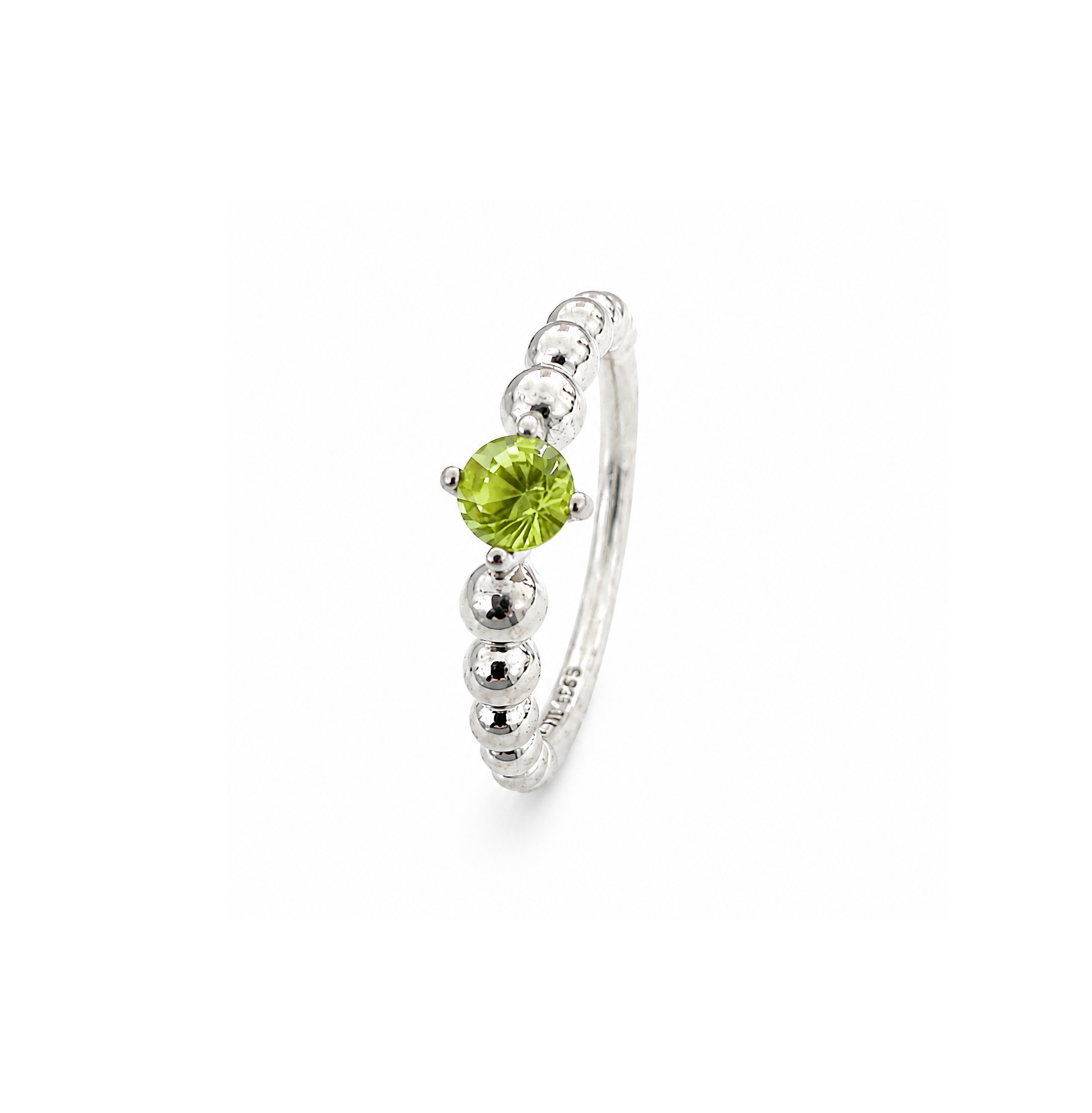 925 Sterling Silver Peridot Bubble Band Ring