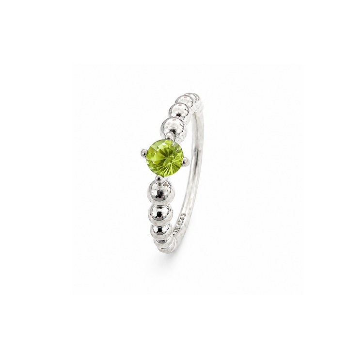 925 Sterling Silver Peridot Bubble Band Ring