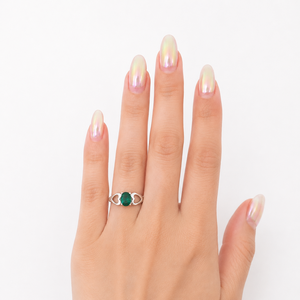 925   Sterling Silver Green CZ Heart Accent Ring