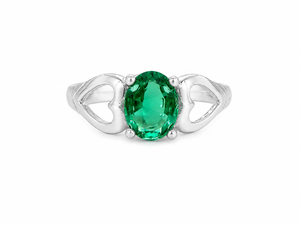 925   Sterling Silver Green CZ Heart Accent Ring