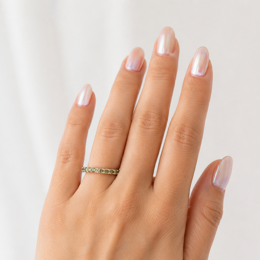 925   Sterling Silver Peridot Half Eternity Band