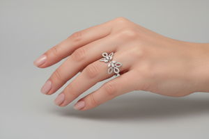 White Gold  Diamond Butterfly Wing Ring with round and Marquise Diamonds TDW: 0.95ct VS,GH,18k