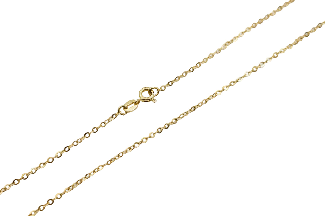 18K Yellow Gold Cable Chain 17 to 18" Adjustable