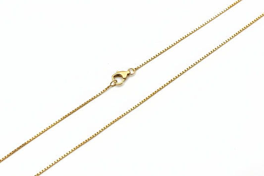 18K Yellow Gold Box Chain with Heart Shape Clasp. 3.25 gr 16"