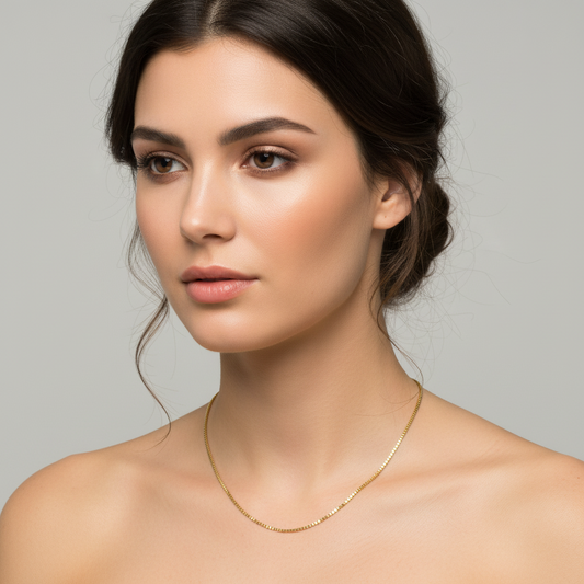 Yellow Gold Box Chain 18k 17inch