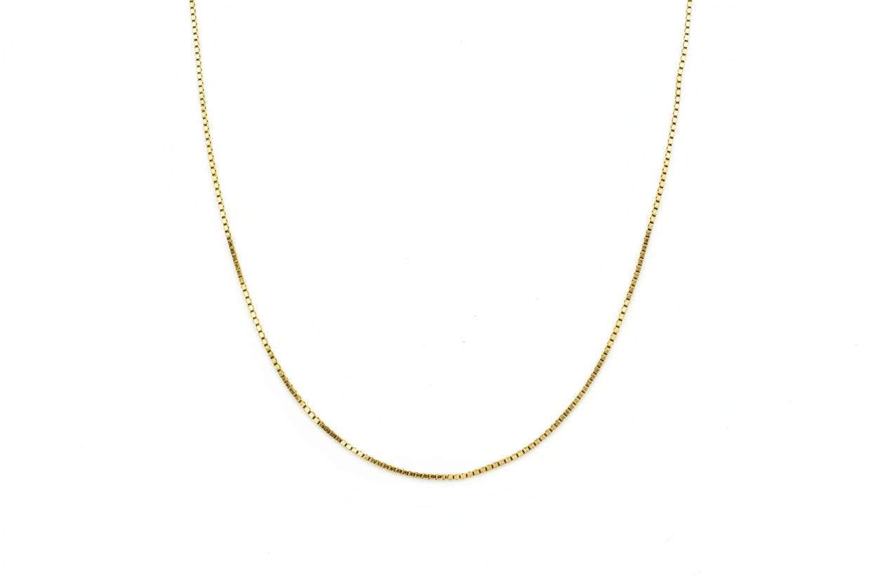 Yellow Gold Box Chain, 14k, 1mm, 18 Inches