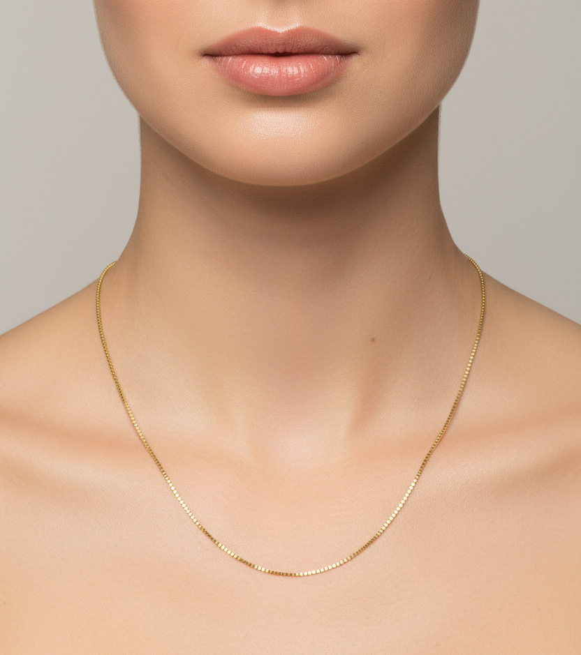 Yellow Gold Box Chain, 14k, 1mm, 18 Inches