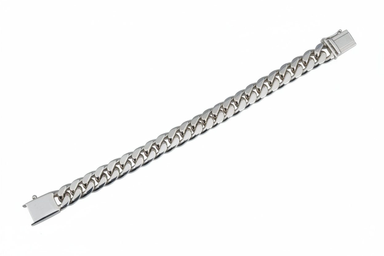 Sterling Silver Heavy and Solid Curb Chain Men's Bracelet 8"