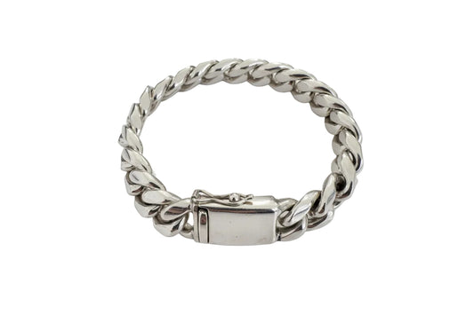 Sterling Silver Heavy and Solid Curb Chain Men's Bracelet 8"