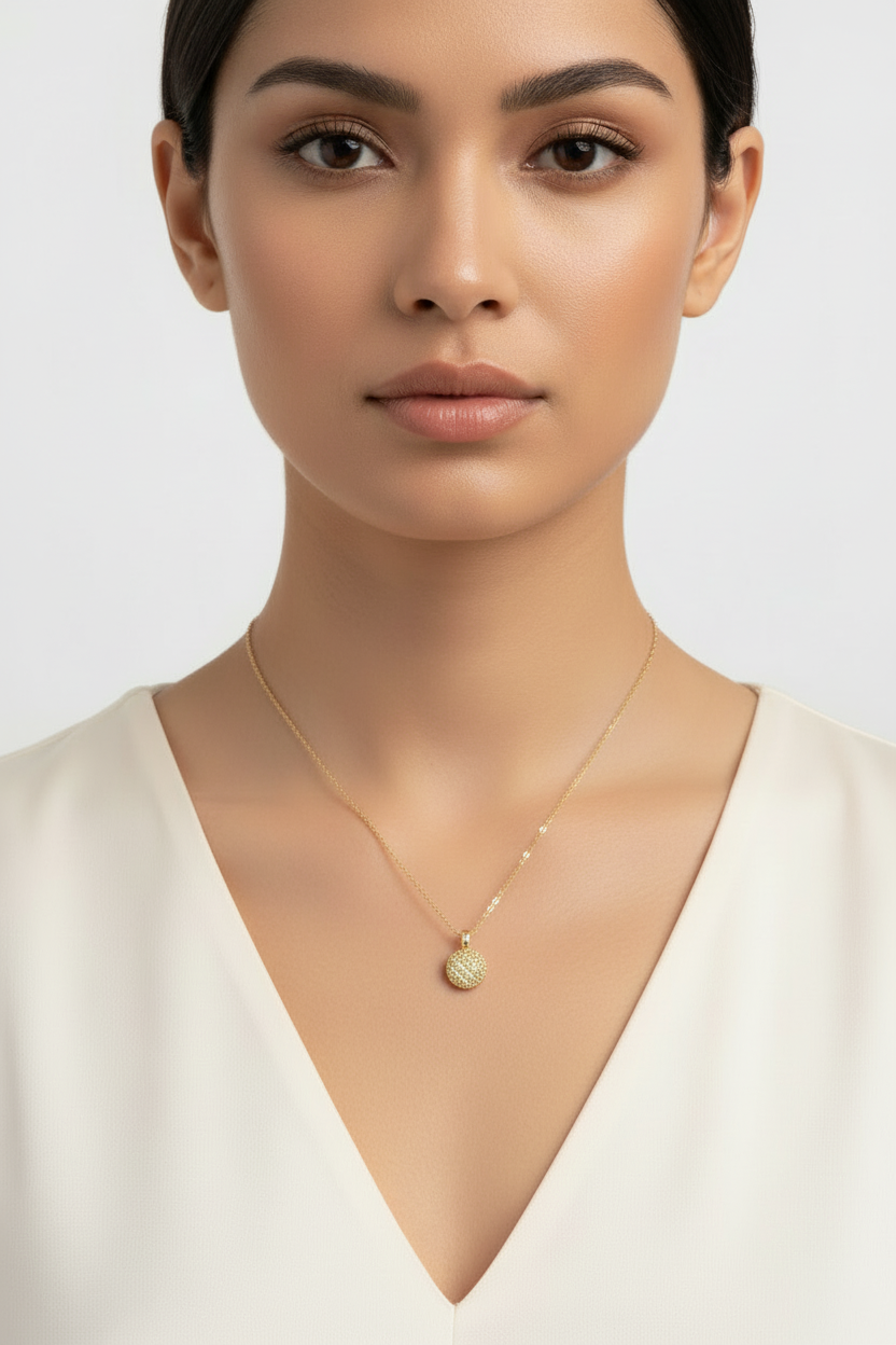 Two-tone Italian Mesh Dome Pendant, 18k, 7.1gr