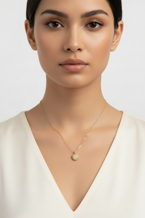 Two-tone Italian Mesh Dome Pendant, 18k, 7.1gr