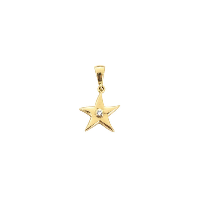 14K Yellow Gold Star Pendant setting with Cubic Zirconia