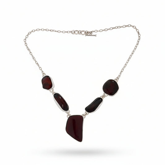 925 Sterling Silver  Amber Freeform Toggle Necklace