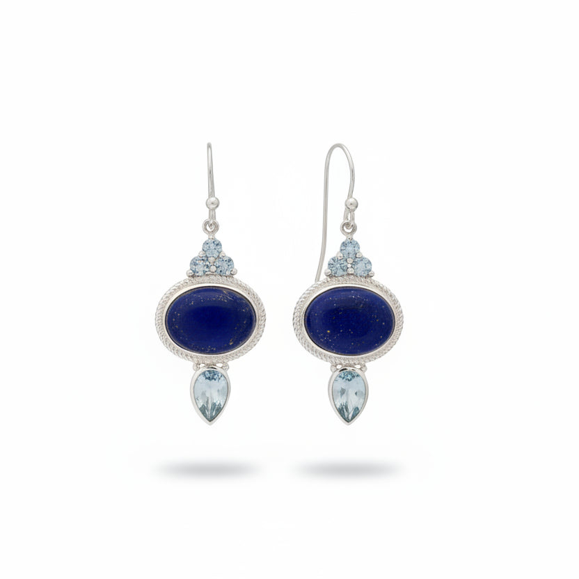 925 Sterling Silver Lapis Lazuli Drop Earrings