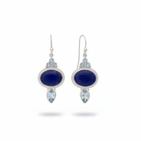 925 Sterling Silver Lapis Lazuli Drop Earrings
