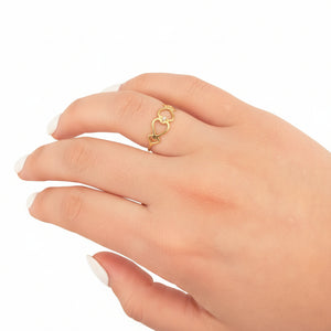 10k Yellow Gold Interlocking Heart Gold ring with Diamond Accent