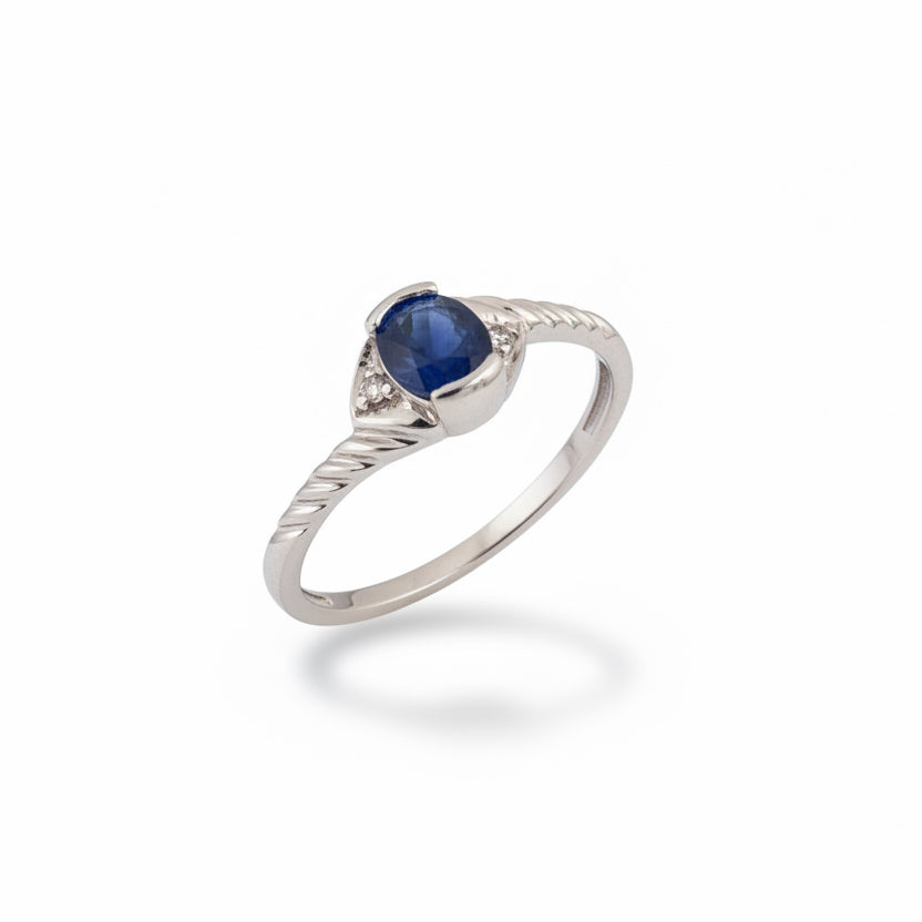 14k White Gold Sapphire Twisted Band