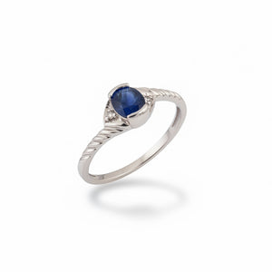 14k White Gold Sapphire Twisted Band