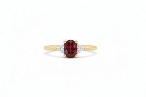 Yellow Gold Oval Shaped Ruby Setting with Diamonds Ring, 14k