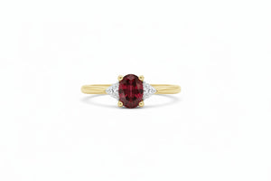 14K Yellow Gold Ruby & Diamond Ring Oval Setting