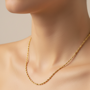 Yellow Gold Twisted Singapore Chain, 18k, 2gr, 17Inch