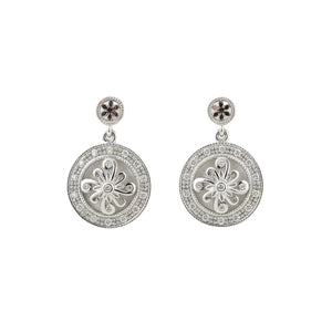 White Gold Floral Design Diamond Earrings, 18k, 4.1gr, TDW:0.27ct, SI I