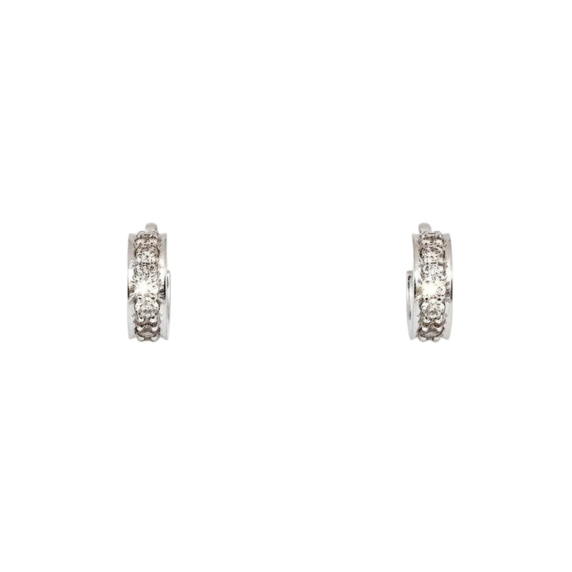 White Gold Small Huggie Diamond Earrings, 18k, 3.56gr, TDW: 0.36ct, SI I
