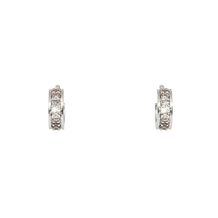 18K White Gold Small Huggie Diamond Earrings 3.56gr TDW: 0.36ct SI I