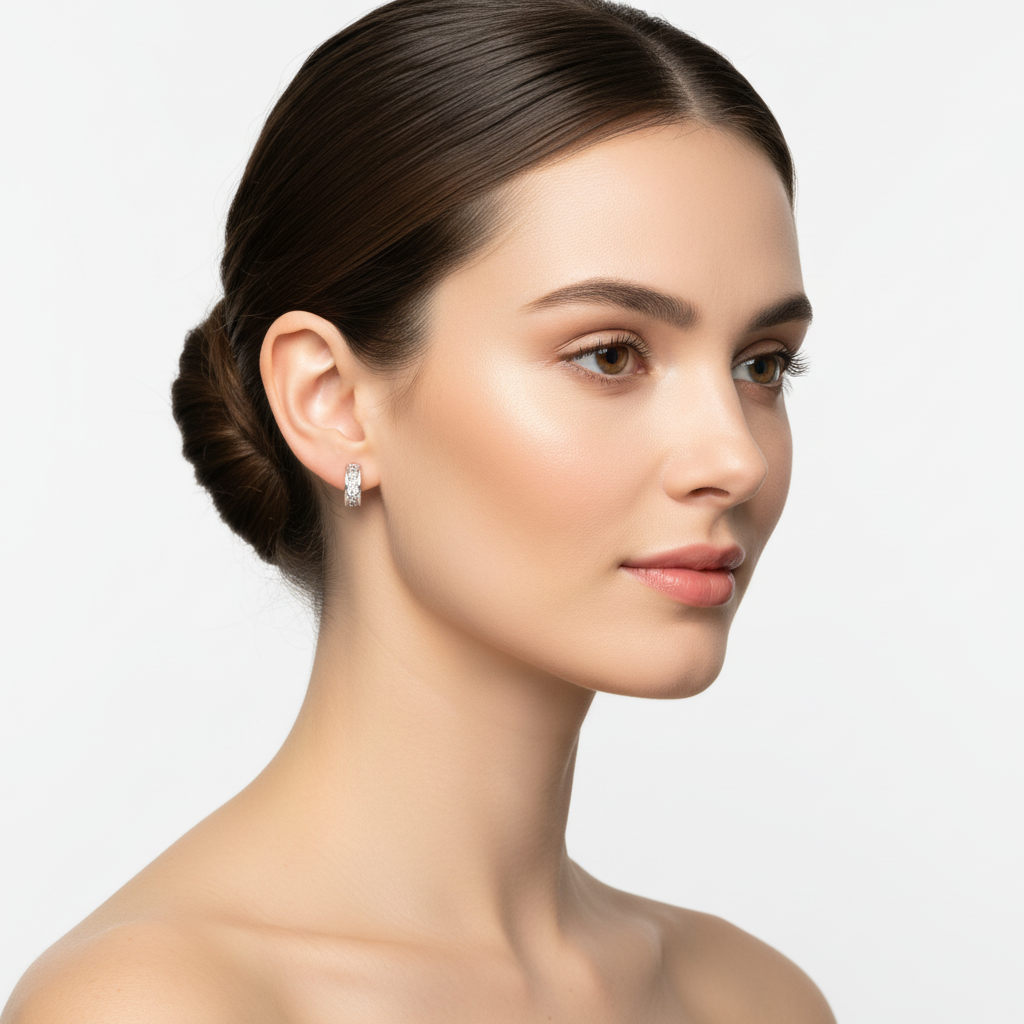 White Gold Small Huggie Diamond Earrings, 18k, 3.56gr, TDW: 0.36ct, SI I