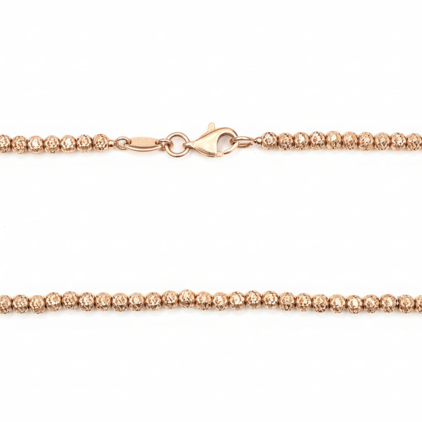 Rose Gold faceted bead necklace, 10K