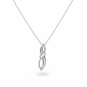 925 Sterling Silver Twisted Wave CZ Pendant Necklace