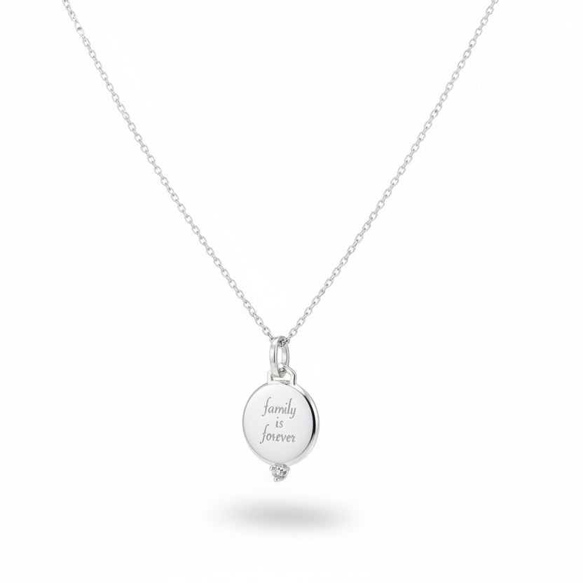 925 Sterling Silver "Family is Forever" Pendant Necklace
