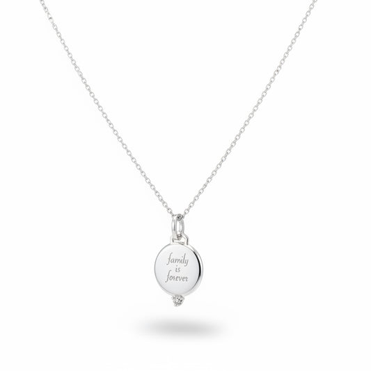 925 Sterling Silver "Family is Forever" Pendant Necklace